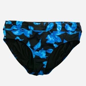 Lands’ End Bikini Bottom Swimsuit, Size 12,  Teal & Black